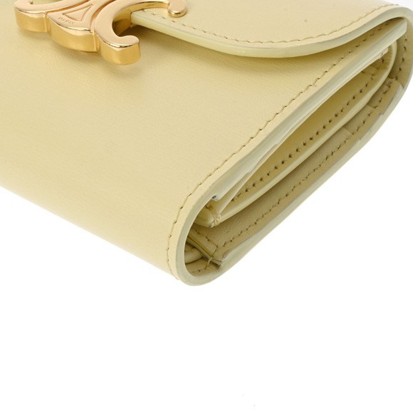 Celine Calfskin Bi fold Wallet Triomphe Yellow - Picture 5 of 12